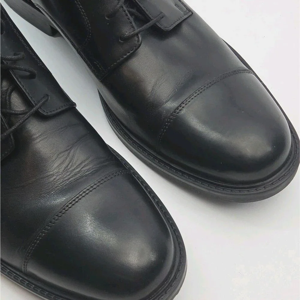 Johnston & Murphy Shoe Black Leather Cap Toe Oxford Men Sz 12 Dress 20-1861